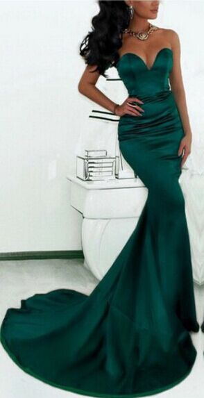 Luxury Sweetheart Mermaid Prom Dress UK Dark Green With Train