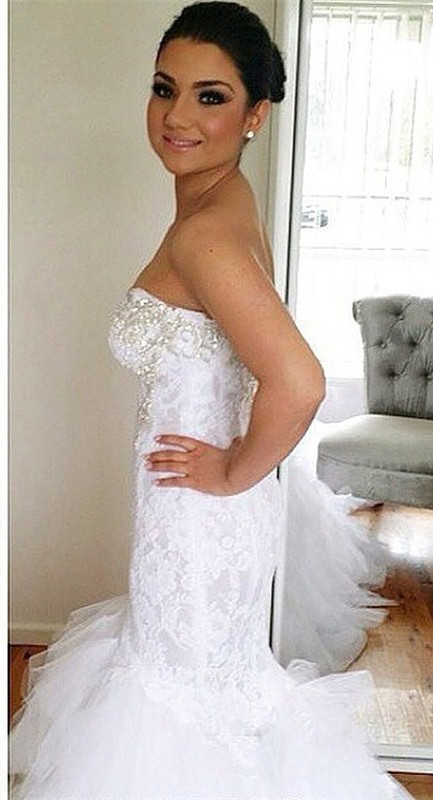 Elegant Sweetheart Sexy Mermaid Lace Wedding Dresses UK Court Train Bridal Gowns with Beadss