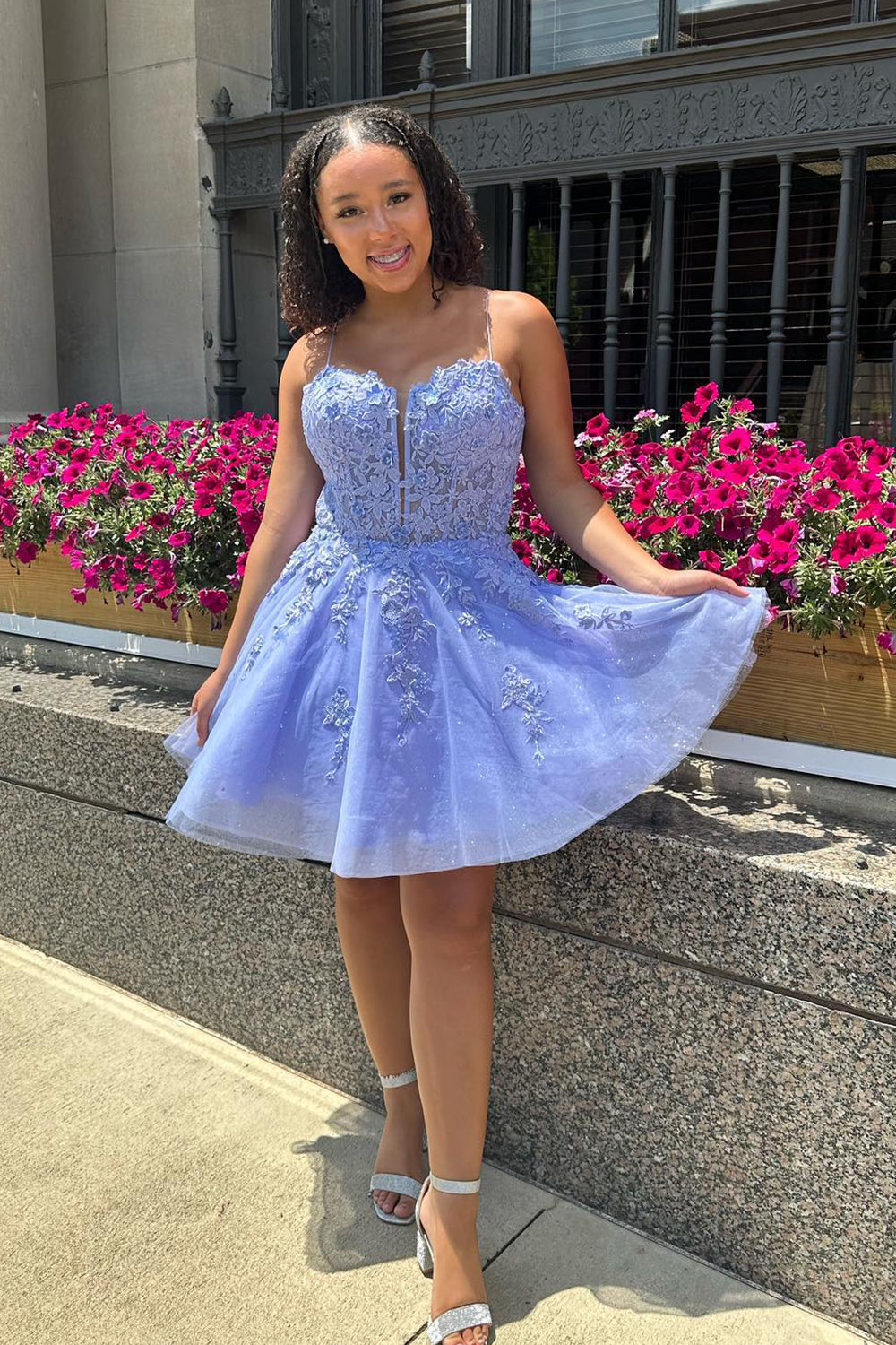 slim fit dress slacks Glitter Lavender Mermaid Scoop Long Prom Dresses, PL686 main image 1