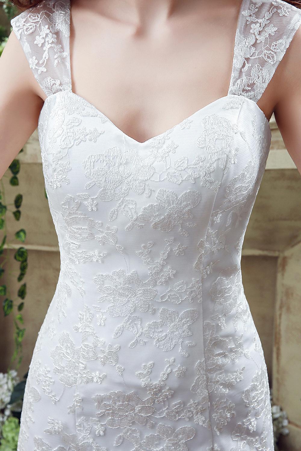 Elegant Lace Sweetheart A-line Wedding Dress Sweep Train Lace-up