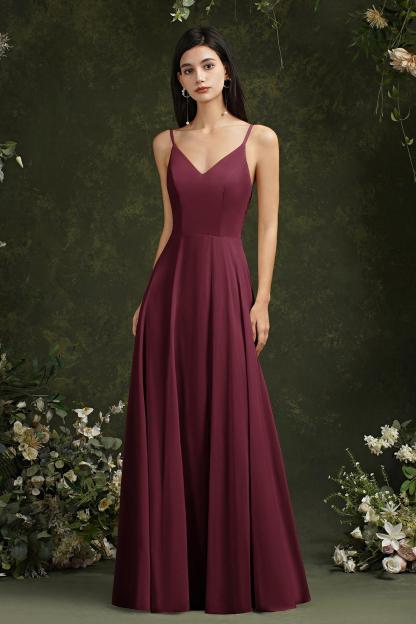 Sleeveless Aline Simple Chiffon Formal Dress Floor Length Bridesmaid Dress