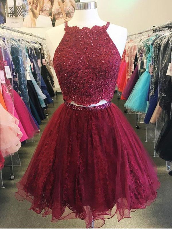 Cheap Two Piece Party Dresses UK | Lave Beading Short Evening Dress