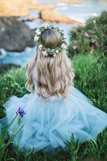 Smoky Blue Fluffy Tulle Chic Lace Party Dresses | Sleeveless Cheap Short Evening Dress