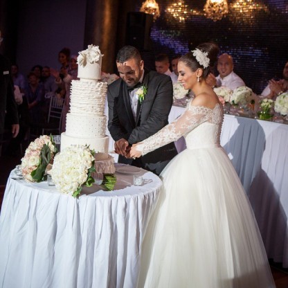 Elegant Off-the-shoulder Lace Ball Gown Wedding Dress Tulle Button Back