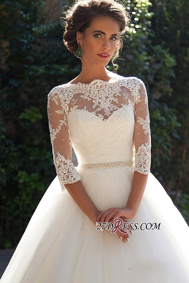 Half-Long-Sleeves Gown Lace Fall Elegant Ball Wedding Dresses UK BA3678