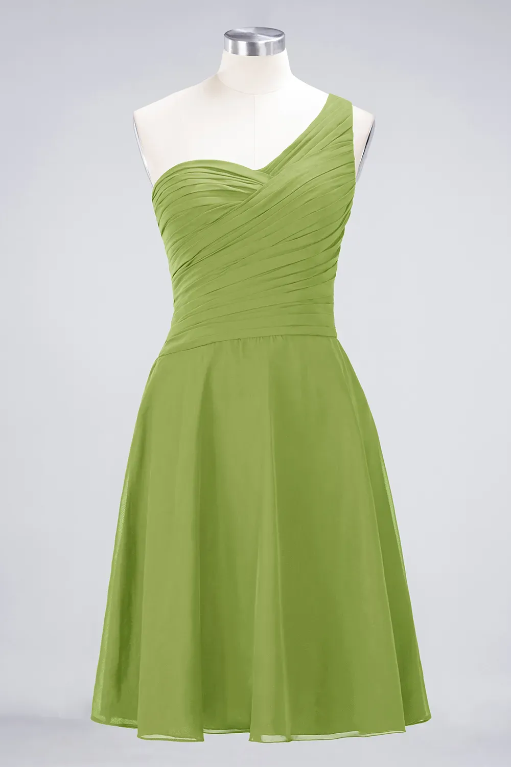 Sexy A-line Flowy One-Shoulder Sweetheart Sleeveless Short length Bridesmaid Dress UK UK with Ruffles