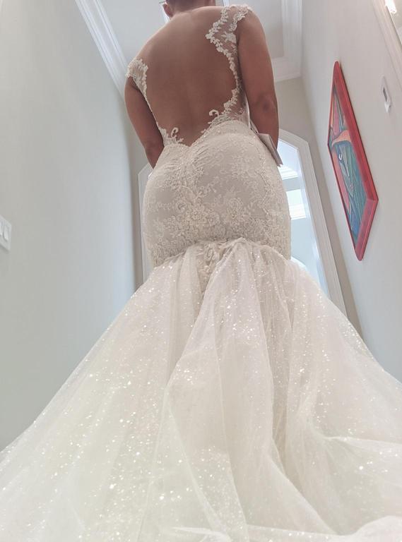 Sexy Mermaid Tulle Open Back Wedding Dresses UK Spagheeti Strapless Lace Bridal Gowns