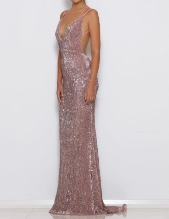 Sexy Sequins Open Back V-Neck Prom Dress UK On Sale TH309