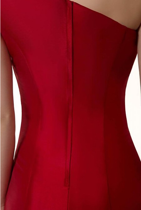 Elegant Burgundy One Shoulder Mermaid Prom Dress UK With Train