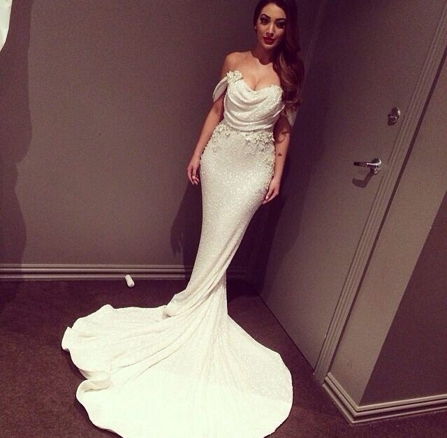Glitz Off-the-Shoulder Sequins Prom Dress UKes UK Mermaid Floor Length