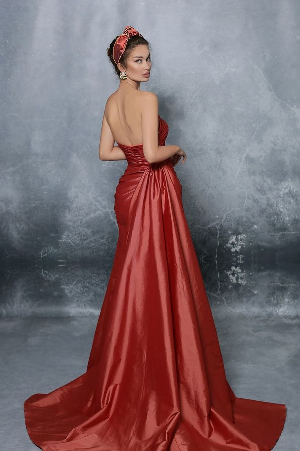 Royal Blue Sweetheart Strapless Sleeveless A Line Prom Dress With High Split