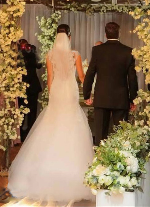 Modern Tulle Lace Appliques Sexy Mermaid Wedding Dress Sweep Train