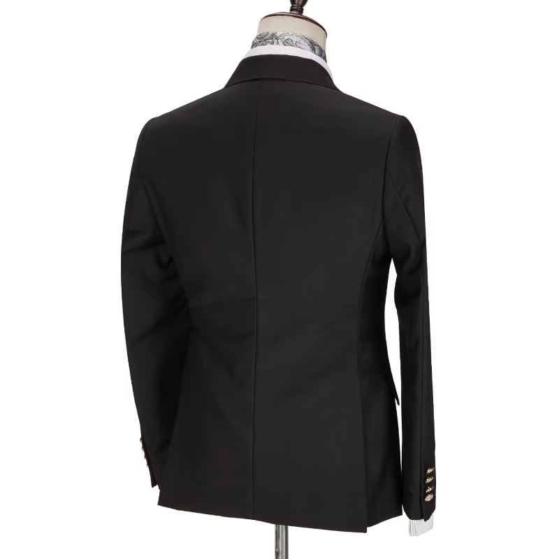 Lyndon Classical Black Peaked Lapel Double Breasted Prom Suits