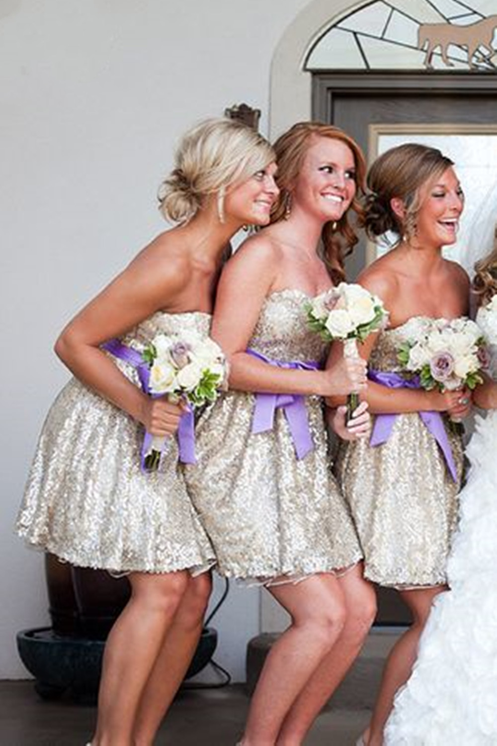 Gorgeous Sleeveless Short Bridesmaid Dress UK Sweetheart Bowknot Sequins-27Dress.co.uk