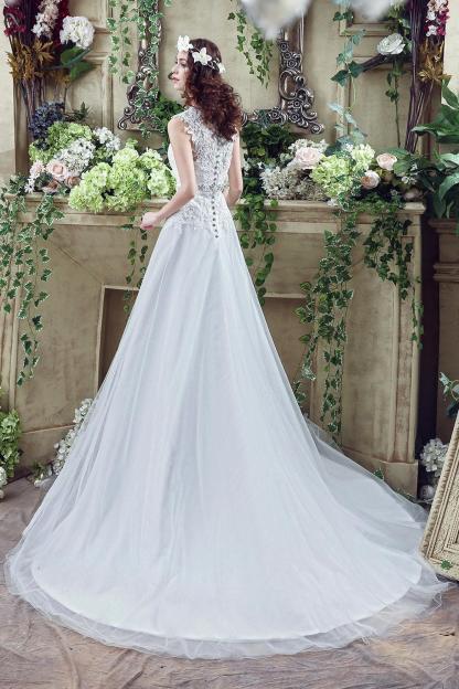 Timeless Lace Appliques Tulle Wedding Dress Cap Sleeve Beadss Zipper