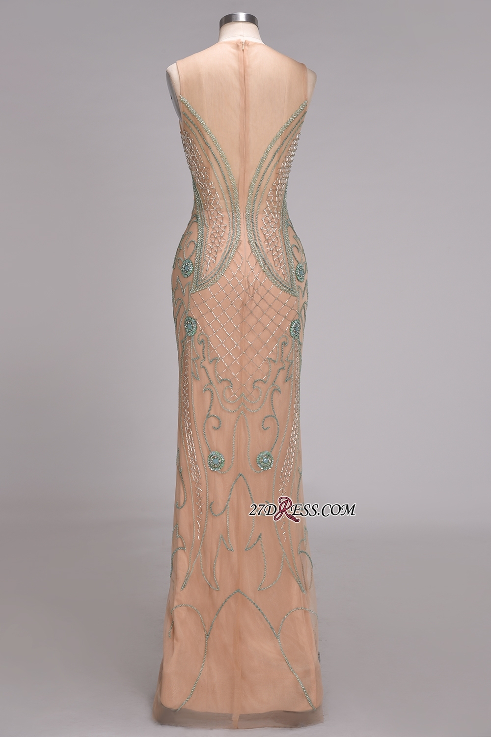 Split Beadings Scoop Gorgeous Mermaid Sleeveless Prom Dress UK