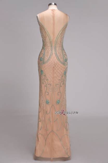 Split Beadings Scoop Gorgeous Mermaid Sleeveless Prom Dress UK