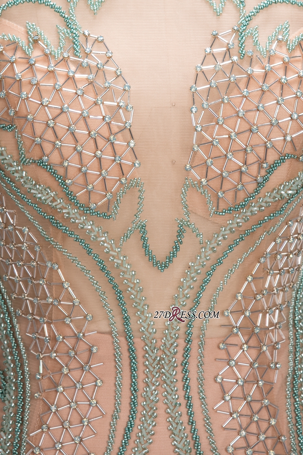 Split Beadings Scoop Gorgeous Mermaid Sleeveless Prom Dress UK