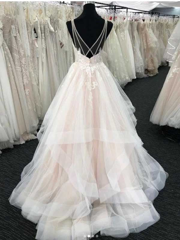 Romantic Sweetheart Aline Tulle Wedding Dress Layers Sleeveless Bridal Dress