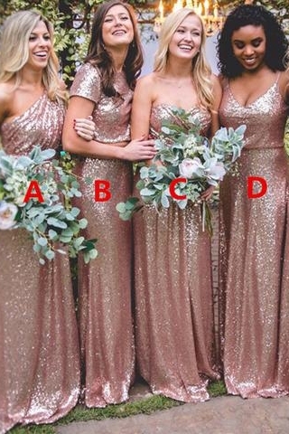 Elegant Sequin Bridesmaid Dress UKes UK | Rose Gold Long Wedding Guest Dress UKes UK