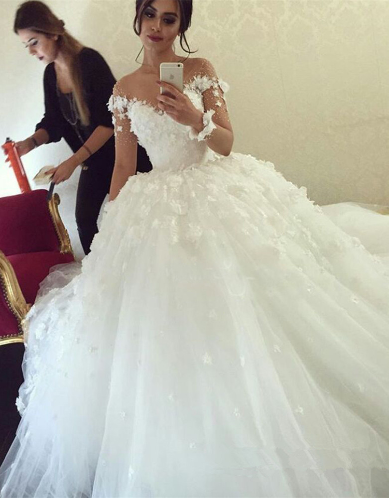 Elegant Off the Shoulder Ball Gown Wedding Dresses UK Tulle