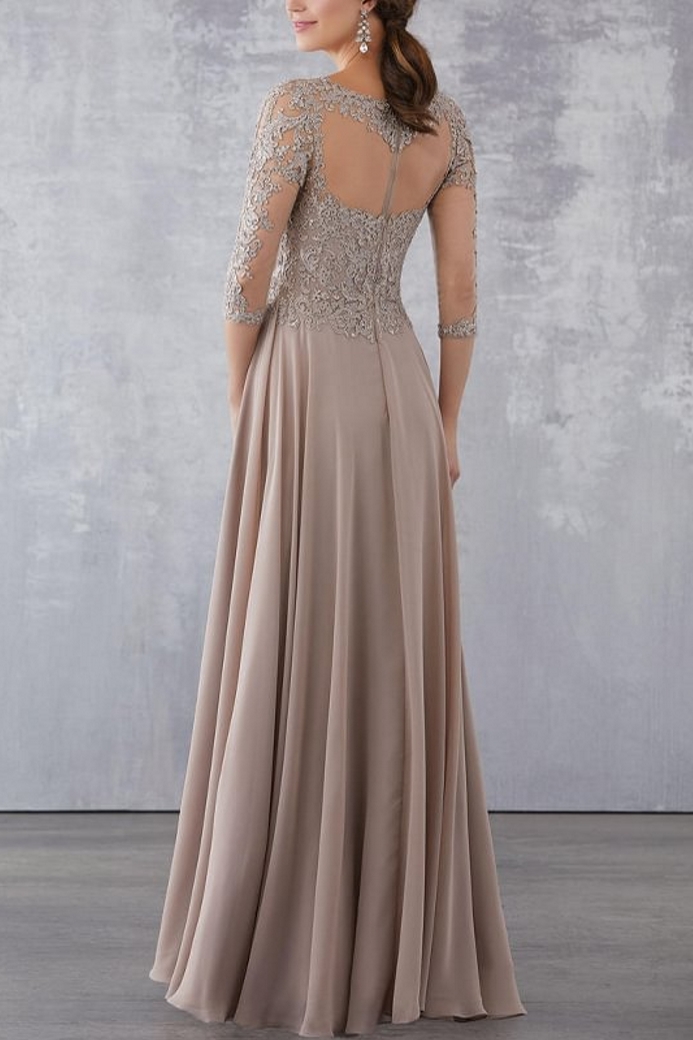 Elegant Cowl Neck Appliques Lace A-Line Prom Dresses