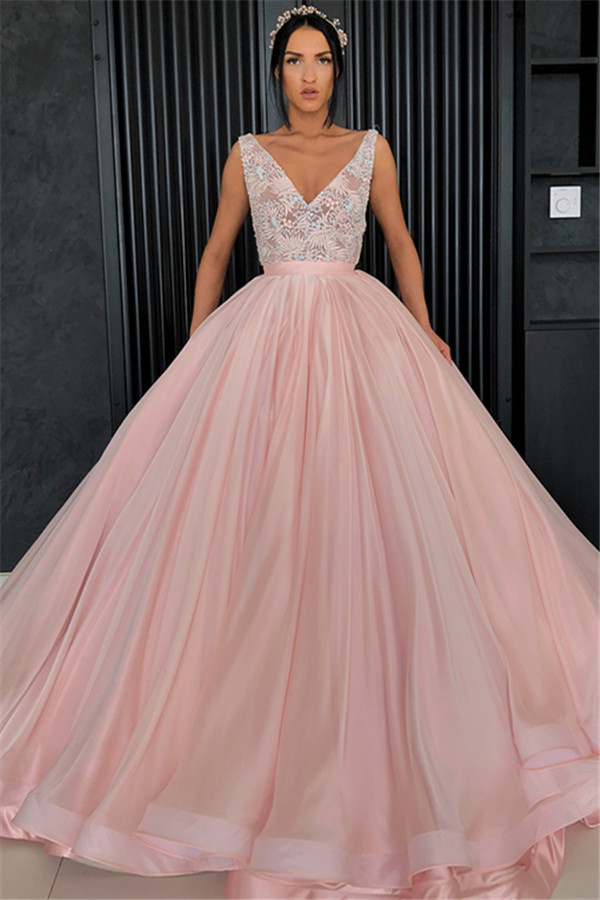 Amazing Appliques Alluring V-neck Sleeveless Prom Dress UK