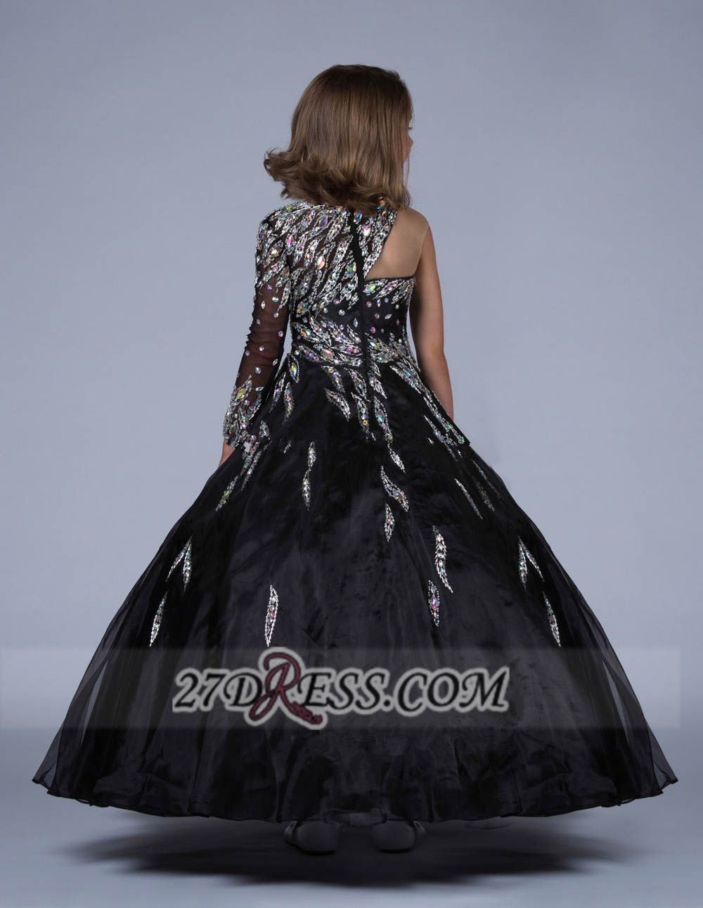Glamorous Jewel Floor-length Girl Pageant Dress Ball Gown With Crystals