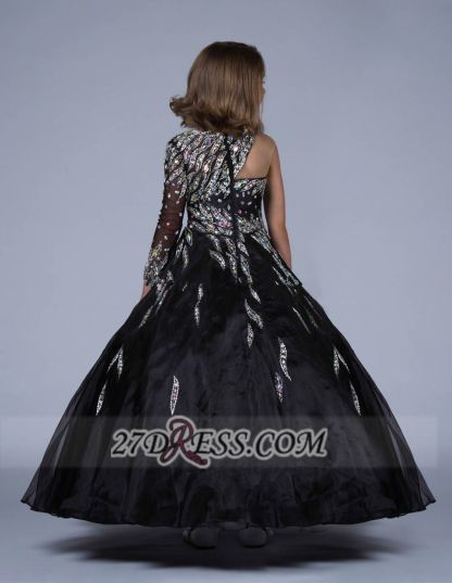 Glamorous Jewel Floor-length Girl Pageant Dress Ball Gown With Crystals