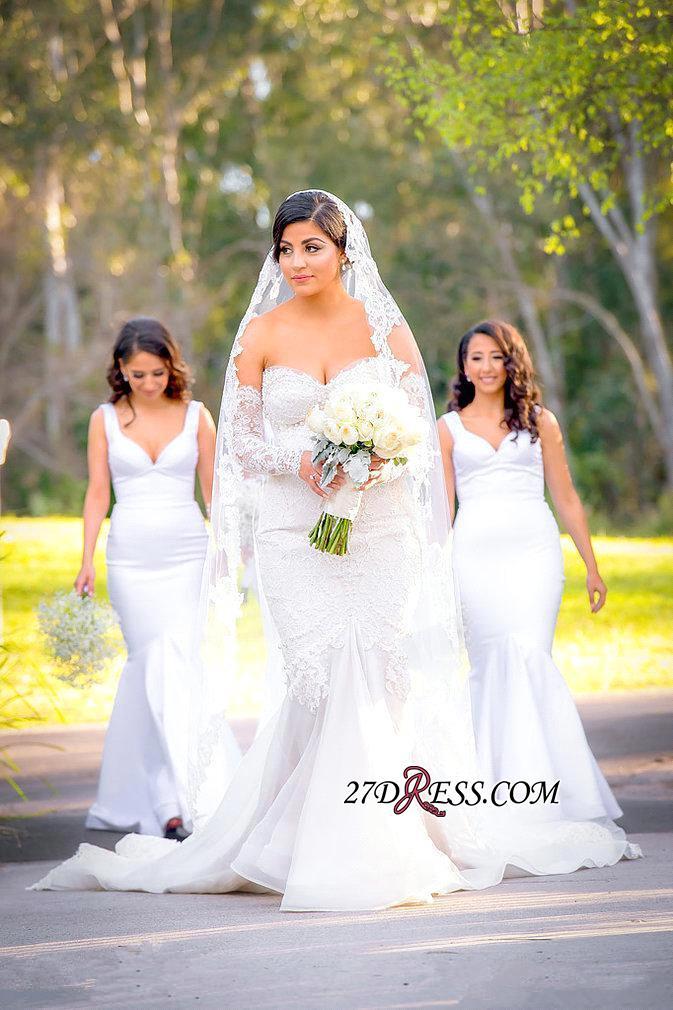Lace Zipper Pearls Gorgeous Sweetheart Sexy Mermaid Wedding Dress