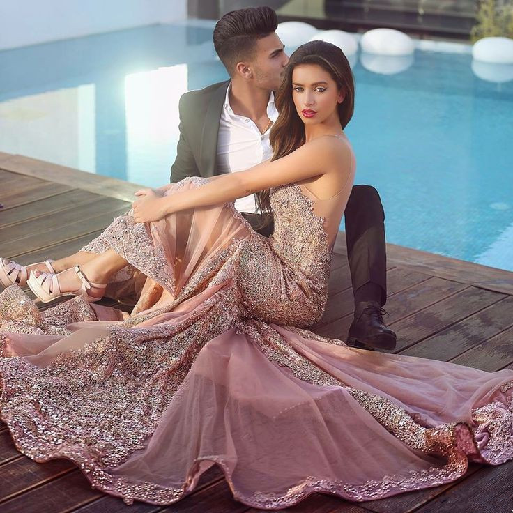 Luxurious Sleeveless Sequins Mermaid Evening Dress UK Tulle Lace Appliques MH100