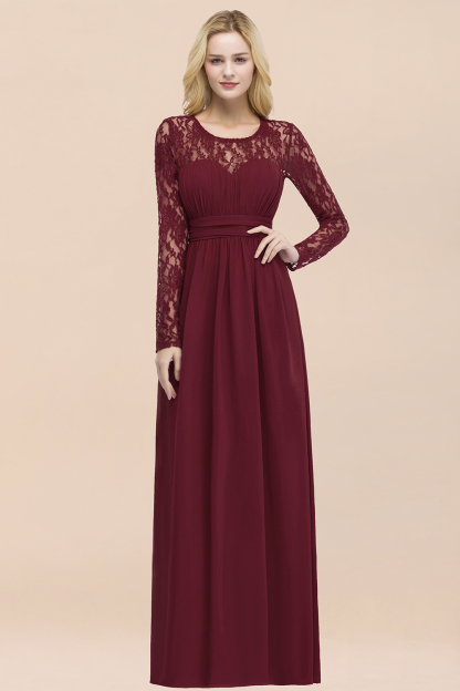  A-line Long-Sleeves Floor-Length Bridesmaid Dress UK