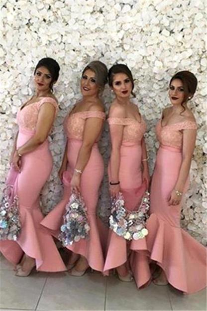 Sexy Off-the-shoulder Mermaid Bridesmaid Dress UK Lace Ruffles