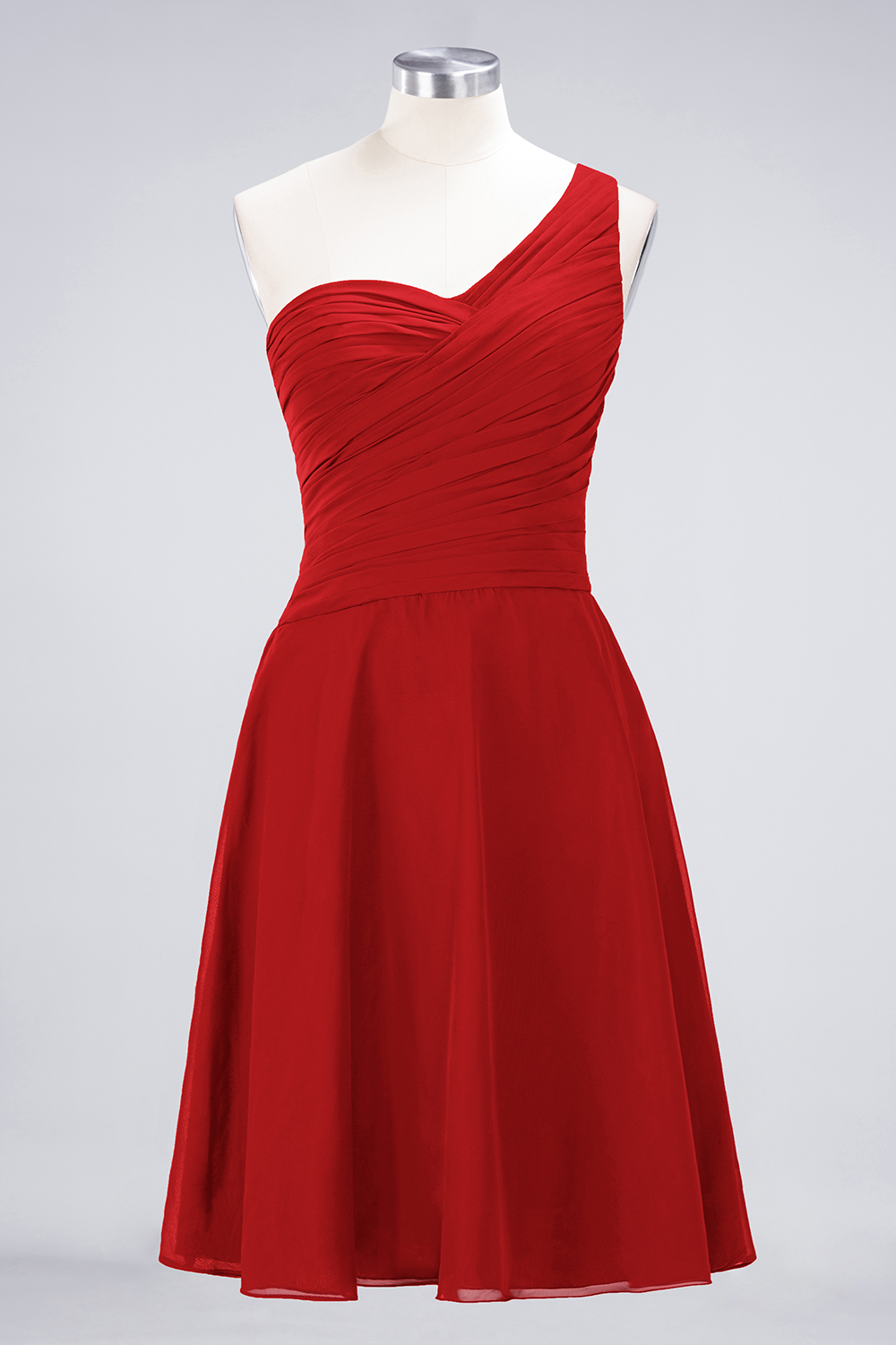 Sexy A-line Flowy One-Shoulder Sweetheart Sleeveless Short length Bridesmaid Dress UK UK with Ruffles-27Dress.co.uk