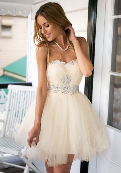 Cute Sweetheary SHort Tulle Homecoming Dress UK With Crystals BA7344
