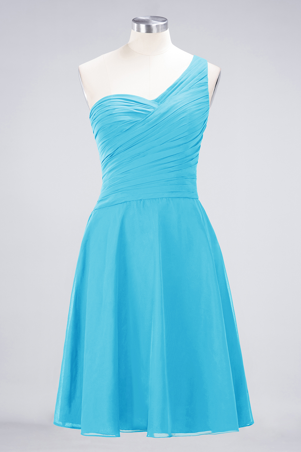 Sexy A-line Flowy One-Shoulder Sweetheart Sleeveless Short length Bridesmaid Dress UK UK with Ruffles