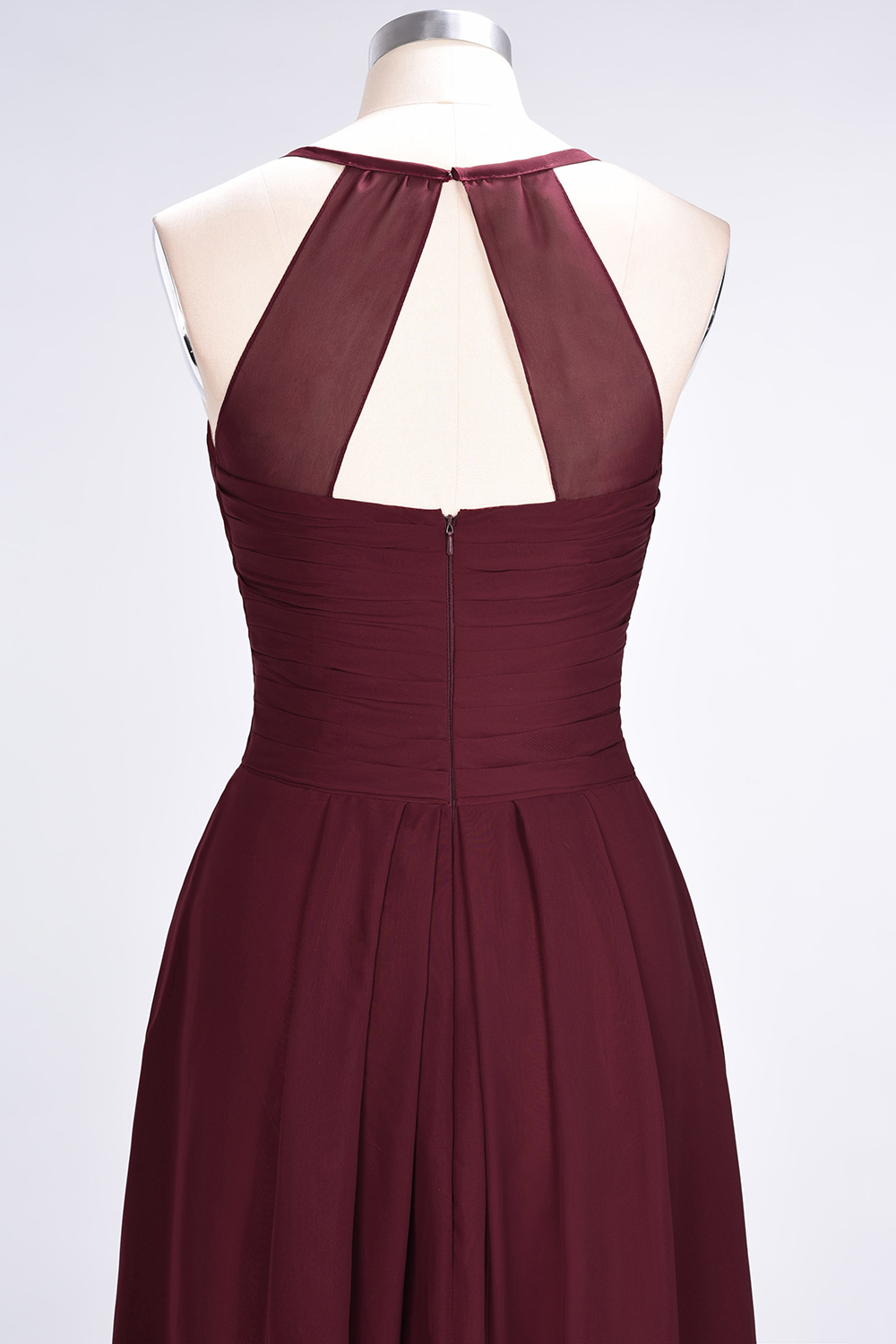 Sexy A-line Flowy Halter Alluring V-neck Sleeveless Floor-Length Bridesmaid Dress UK UK with Ruffles