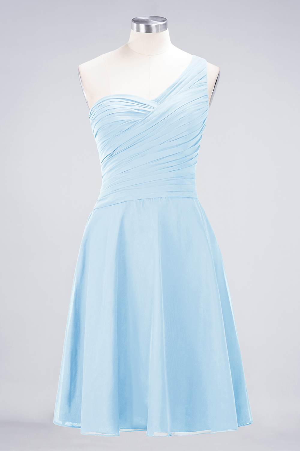 Sexy A-line Flowy One-Shoulder Sweetheart Sleeveless Short length Bridesmaid Dress UK UK with Ruffles
