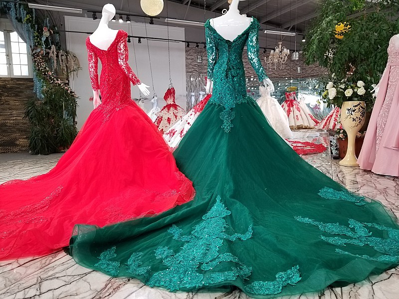 Mermaid Beads Chapel Train Long Sleeves Tulle Applique Prom Dress UK UK