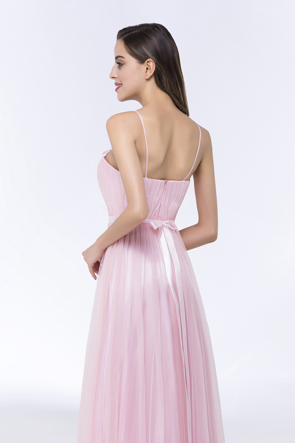 Modest Spaghetti-Straps Sweetheart Long Bridesmaid Dress