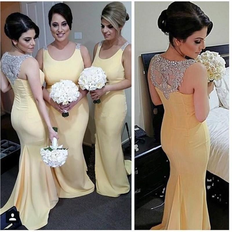 Sexy Crystals Straps Mermaid Bridesmaid Dress UK Sweep Train