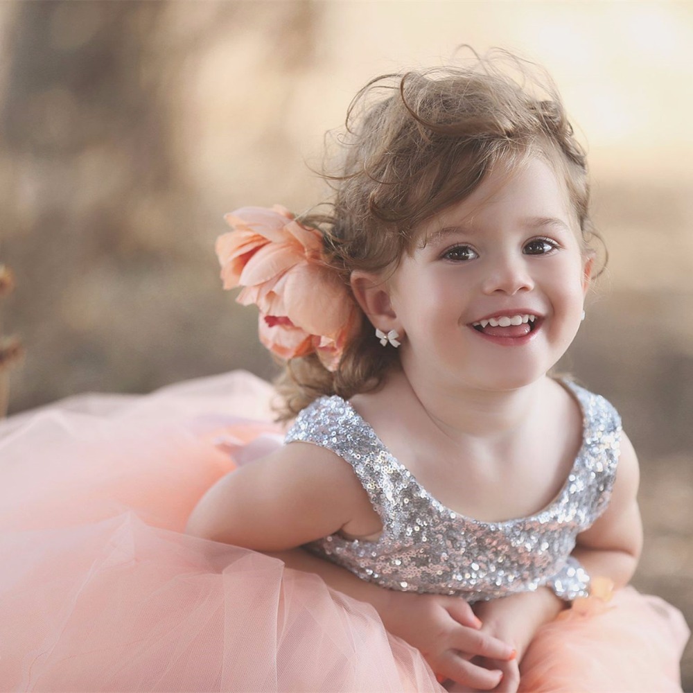 Lovely Tulle Sequined Flower Girl Pageant Dress Jewel Sleeveless