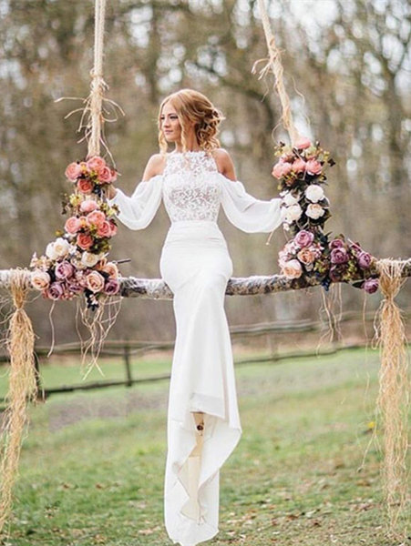 Gorgeous Long Sleeve Designer Wedding Dress Sexy Mermaid Long Lace BA3229