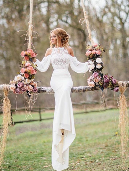 Gorgeous Long Sleeve Designer Wedding Dress Sexy Mermaid Long Lace BA3229