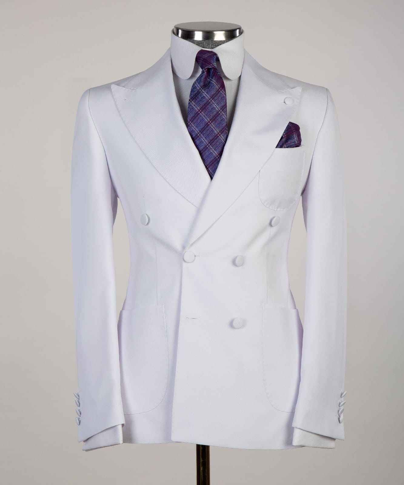 Ernest White Peaked Lapel Two Pieces Close Fitting Wedding Suits