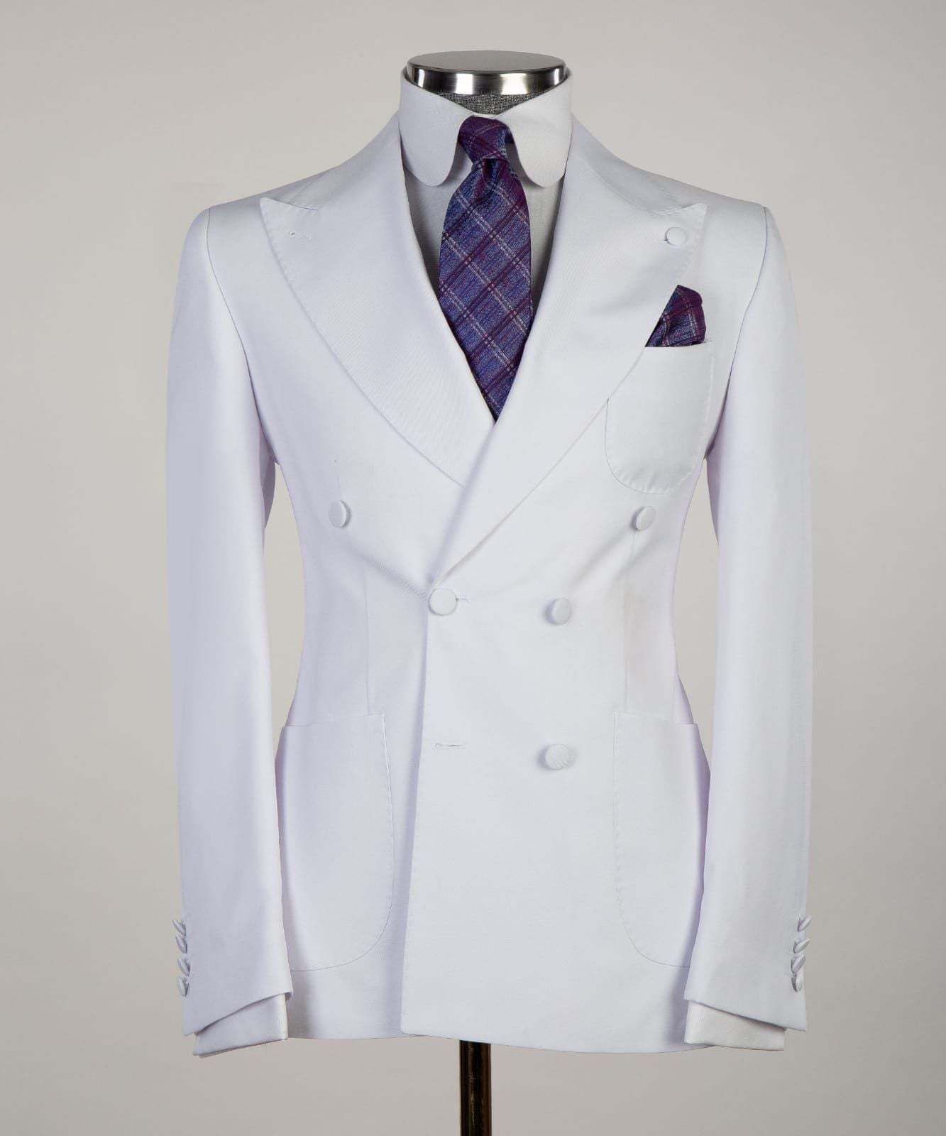 Ernest White Peaked Lapel Two Pieces Close Fitting Wedding Suits