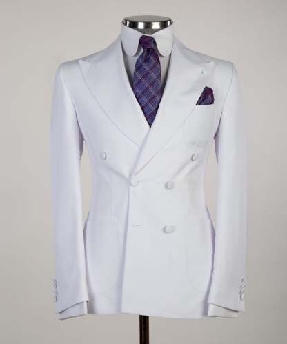 Ernest White Peaked Lapel Two Pieces Close Fitting Wedding Suits