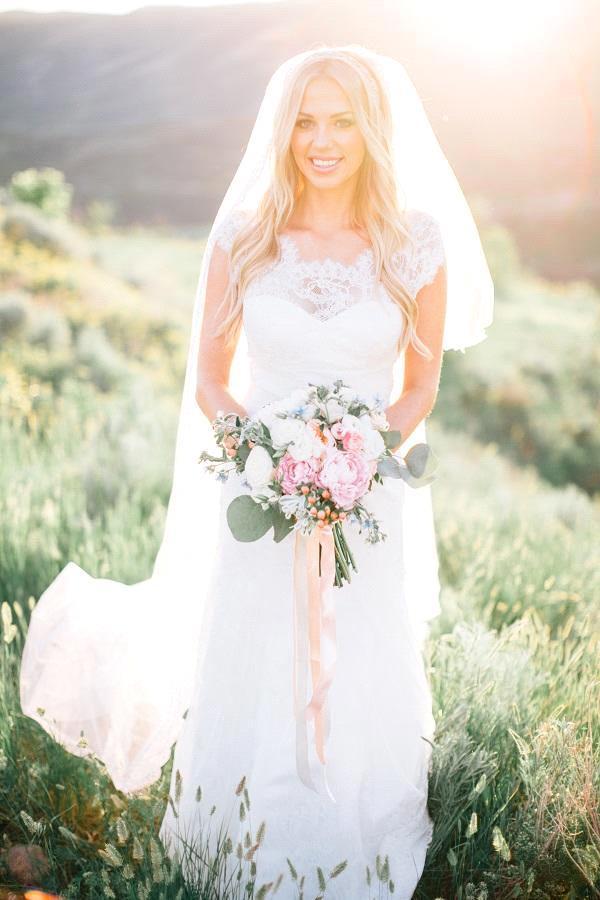 Elegant Cap Sleeve Lace Wedding Dress Summer-27Dress.co.uk