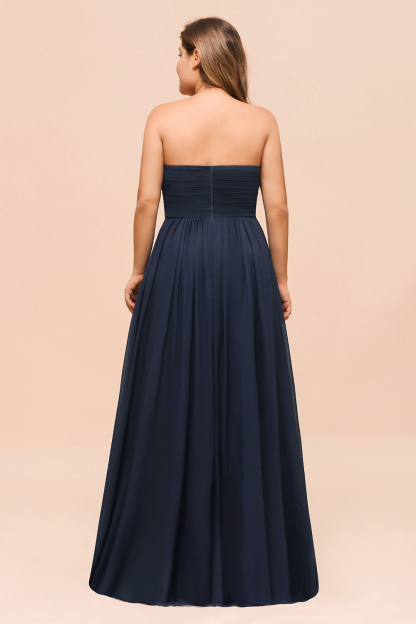 Strapless Sweetheart Long Chiffon Plus Size Bridesmaid Dress