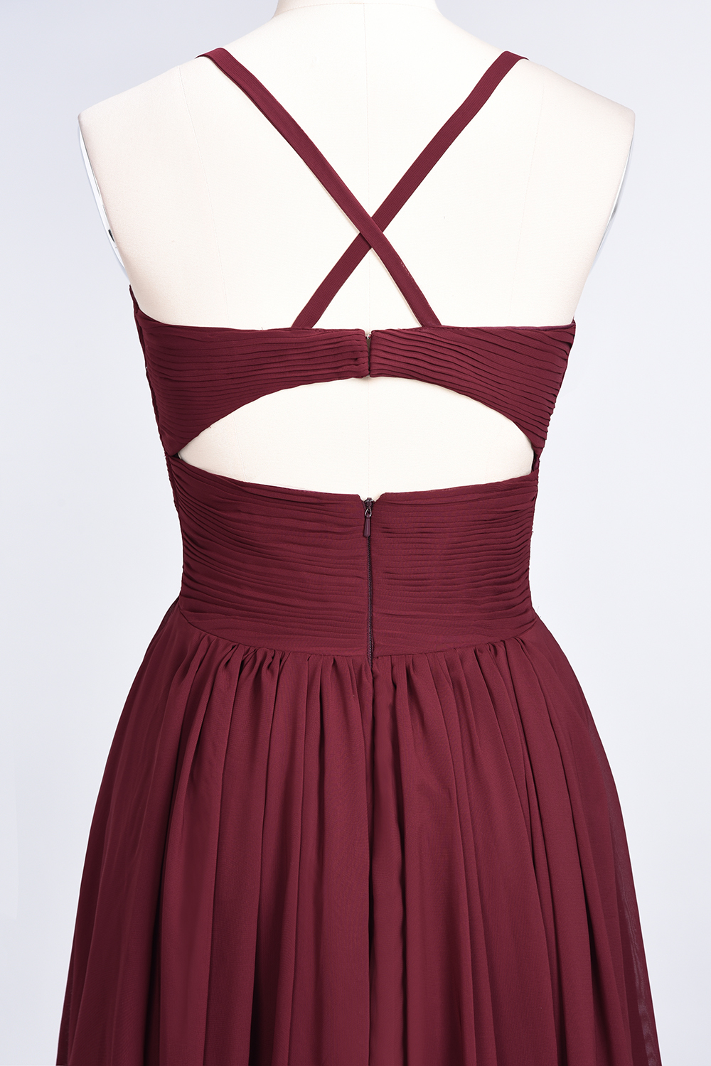 Sexy A-line Flowy Spaghetti-Straps Alluring V-neck Sleeveless Floor-Length Bridesmaid Dress UK UK with Ruffles-27Dress.co.uk